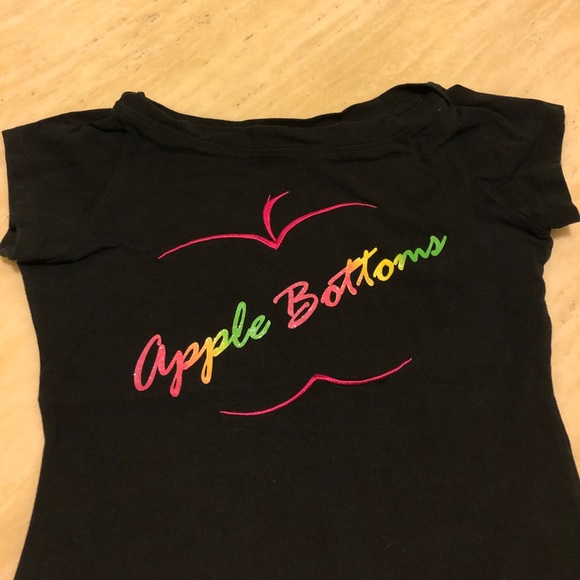 New Apple Bottoms Logo Printed Tee Black S/M - Picture 2 of 5